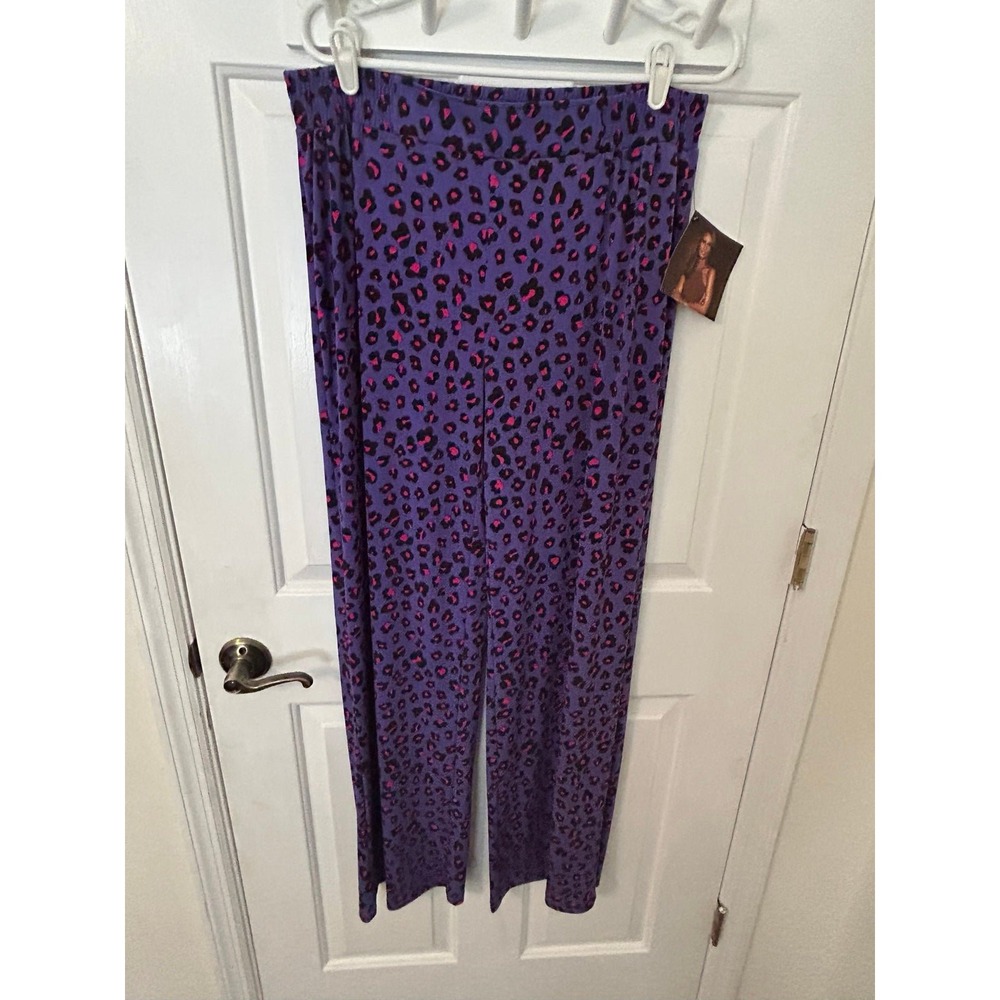 Iman Global Chic Purple Cheetah Pants LG/Tall - Picture 2 of 2